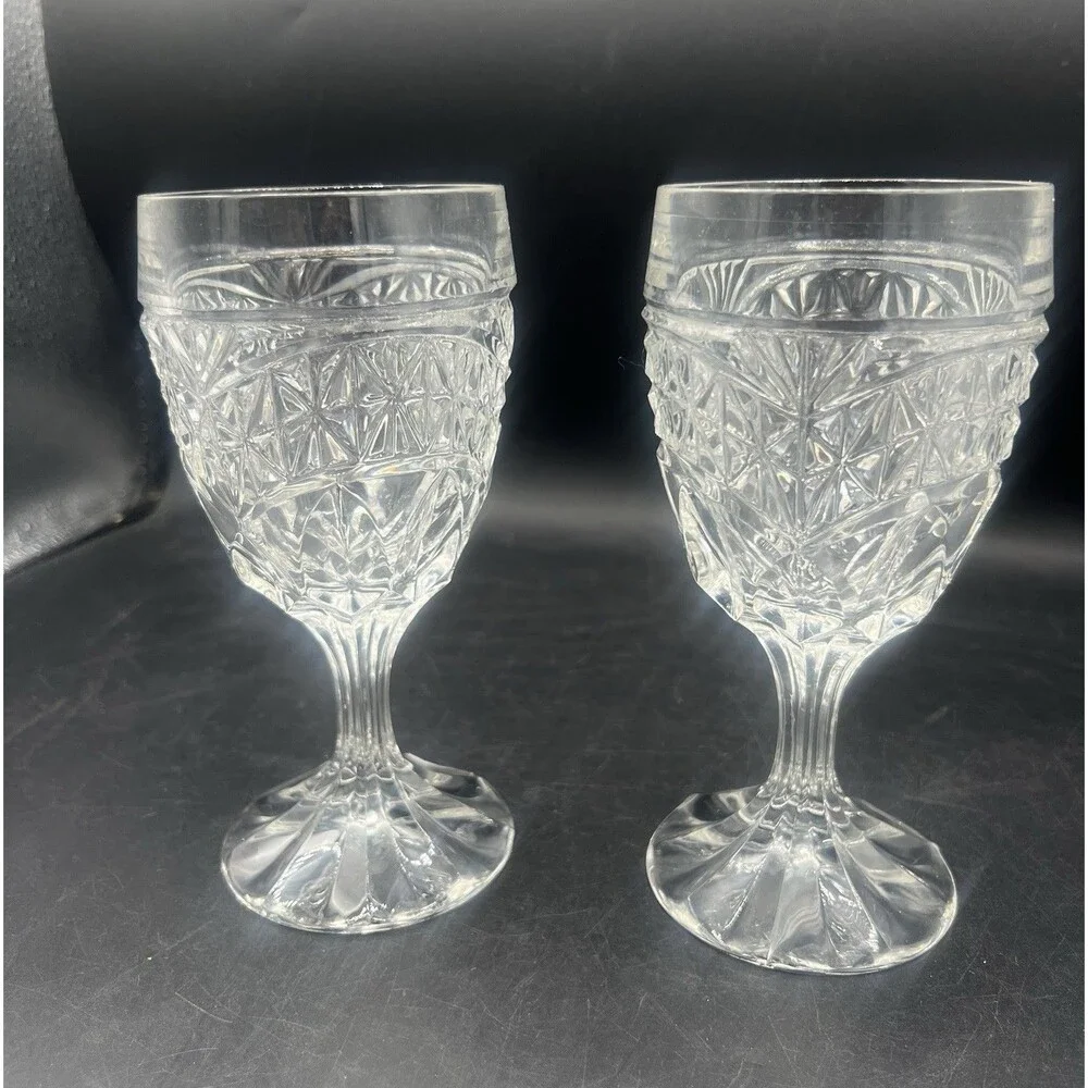 Crystal D’Arques D’Adriana Luna Wine Water Goblets Set of 2 Clear 6.25” Vintage